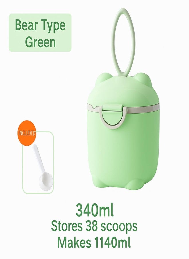 GUCHIGU Silicone Baby Milk Powder Dispenser Box with Scoop, BPA-Free Double Layer Formula Container, Food Grade Snack Storage for Kids & Travel (340gm, PB2255A Green) - Image 3