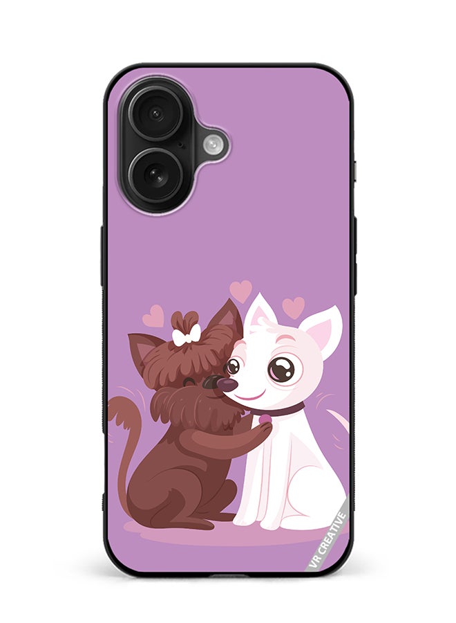 Protective Case Cover For Apple iPhone 16 Plus Love Dog Design Multicolour