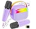 FunMission Karaoke Machine for Kids with Memory Card Portable Bluetooth Speaker with 2 Wireless Microphones Kids Microphone for 4 5 6 7 8 9 10 Years Old Christmas Birthday Present for GirlsPurple - Image 2
