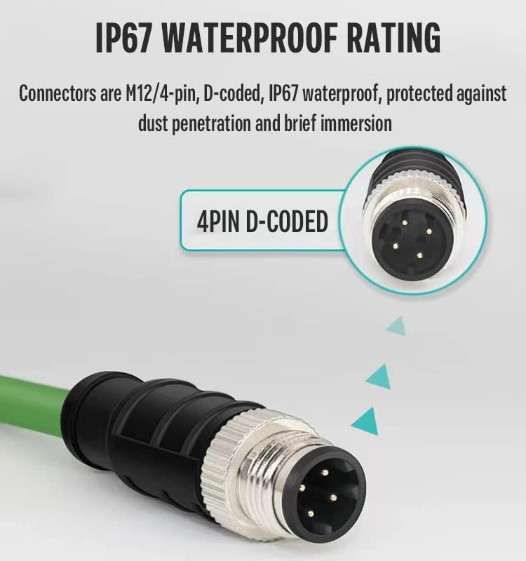 Eonvic M12 4-pin Male to RJ45 E4 Plug High Flex Cat5e Industrial Ethernet Cable Dynamic PUR - Image 3