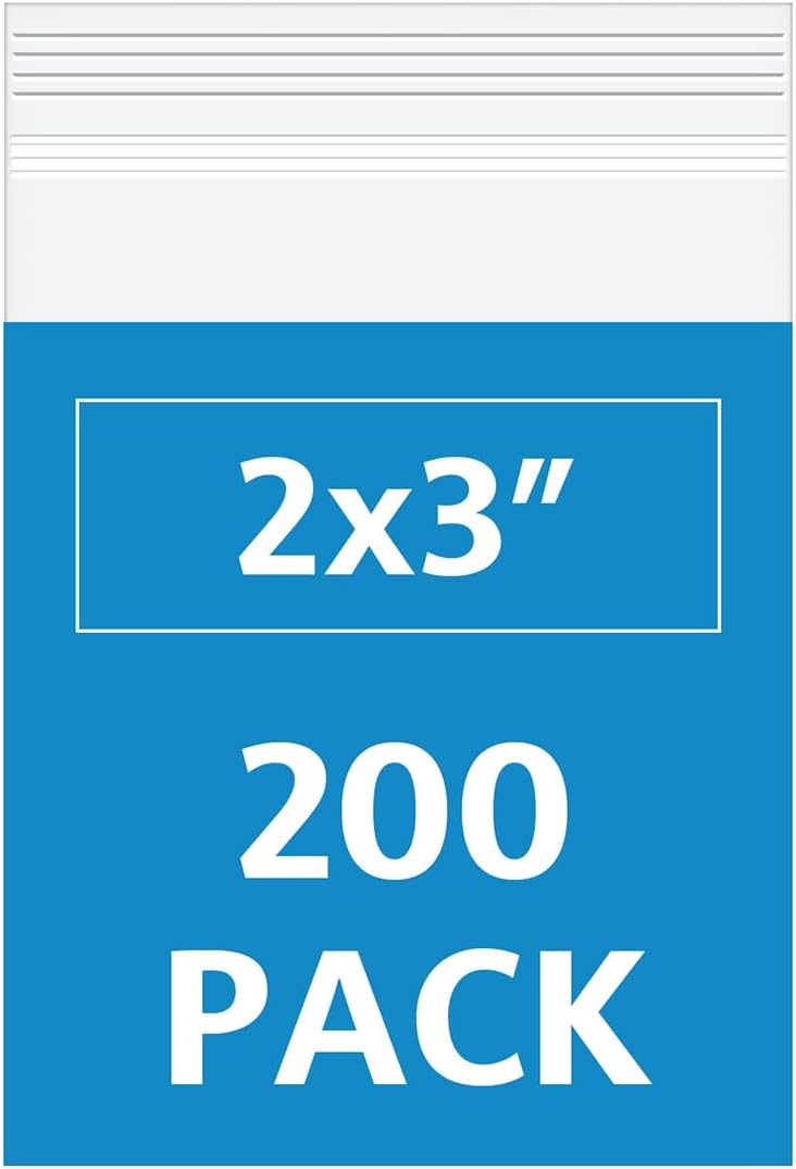 Bonison 2x3 Inch Clear Reclosable Bags 200 Pack, 2 Mil Small Zip Bags for Jewelry, Pills, Beads, Craft Supplies, Small Parts, Resealable Plastic Baggies for Samples, Earrings, Seeds & Daily Storage - Image 1
