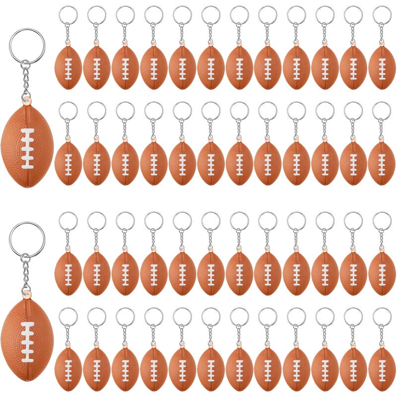 Kasyat 48 Pack Football Keychain Bulk Football Favors Mini Stress Ball Keychains for Boys and Girls Sports School Carnival Reward Theme Party Goodie Bag197 Inch - Image 3
