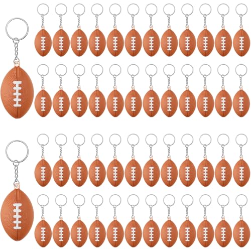 Kasyat 48 Pack Football Keychain Bulk Football Favors Mini Stress Ball Keychains for Boys and Girls Sports School Carnival Reward Theme Party Goodie Bag197 Inch - Image 1