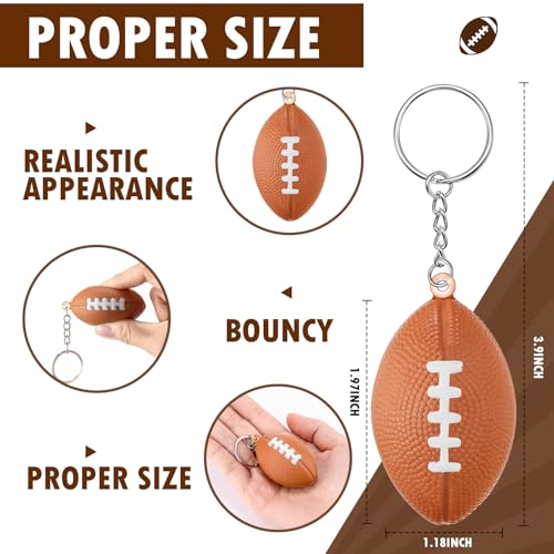 Kasyat 48 Pack Football Keychain Bulk Football Favors Mini Stress Ball Keychains for Boys and Girls Sports School Carnival Reward Theme Party Goodie Bag197 Inch - Image 5