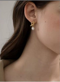 French retro temperament imitation pearl gold plated knotted earrings French ins elegant earrings - pzsku/ZE5E0279F6EA871642D15Z/45/_/1726243473/4768e2d0-3604-4ee5-b707-73cb42c8e786