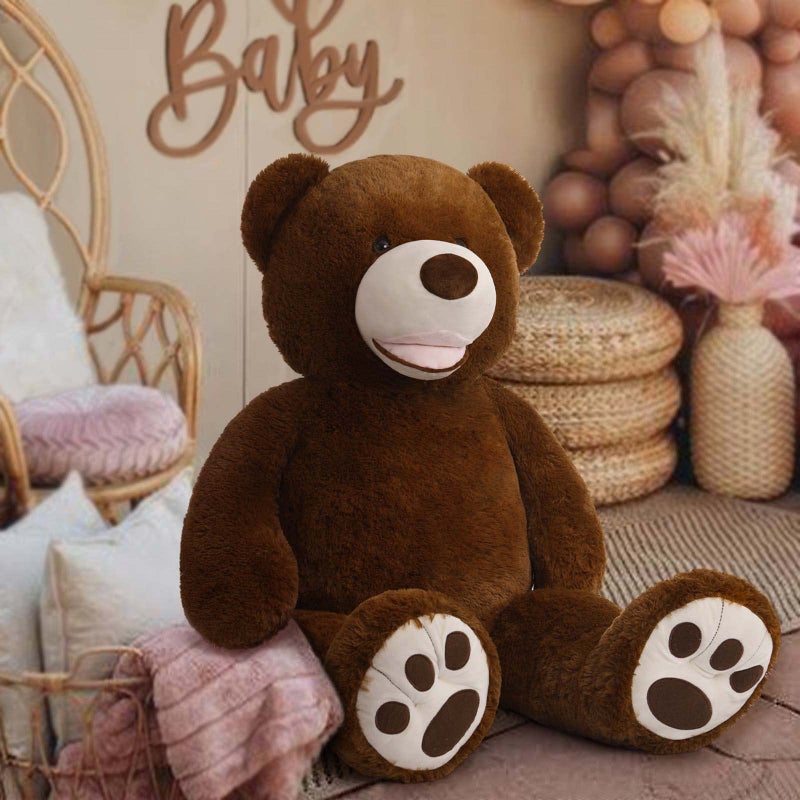 MorisMos Smile Giant Teddy Bear 51inch Large Stuffed Bears with Big Footprints Big Stuffed Animals Cuddly Plush Gifts for Girlfriends Boyfriend Dark Brown - Image 3