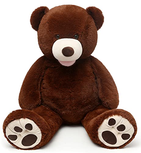 MorisMos Smile Giant Teddy Bear 51inch Large Stuffed Bears with Big Footprints Big Stuffed Animals Cuddly Plush Gifts for Girlfriends Boyfriend Dark Brown - Image 1