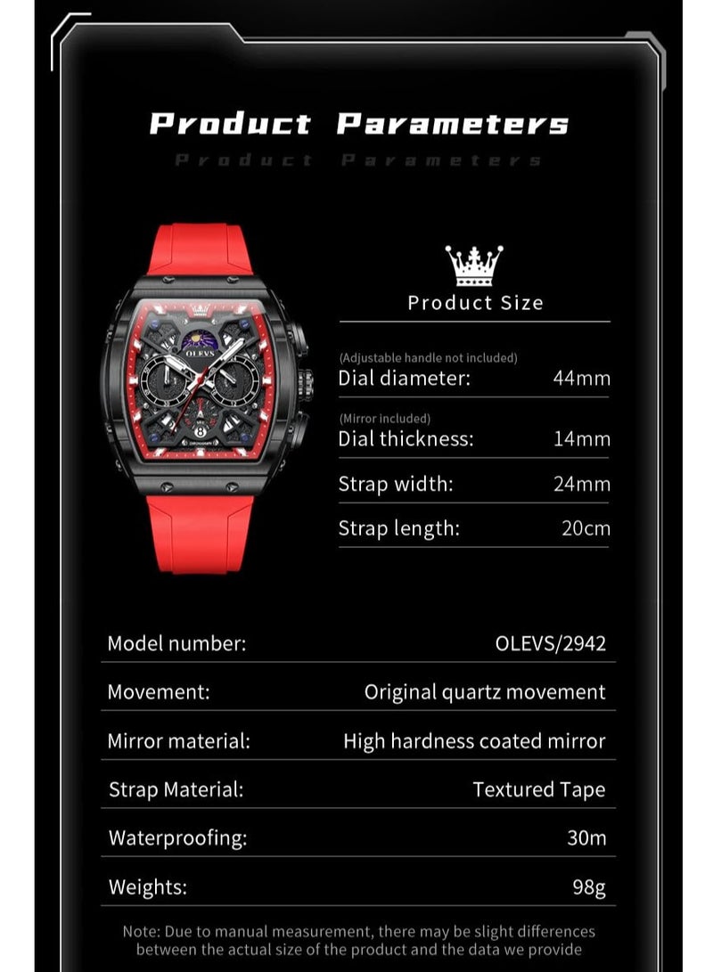 أوليفز ساعة OLEVS للرجال مقاومة للماء وسوار سيليكون مضيء 2942 - Image 4