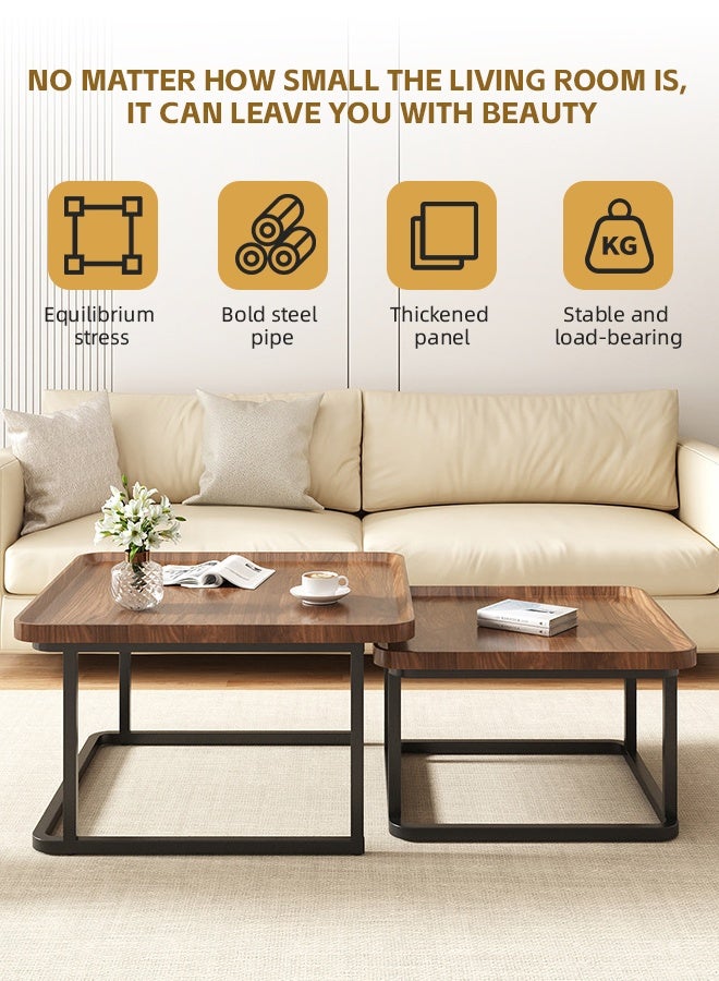 Ammar Space Nesting Coffee Table Set of 2 Modern Sofa Coffee Table Stackable Side Table Coffee Tables for Living Room Tables Easy Assembly Wooden Center Table - Image 3