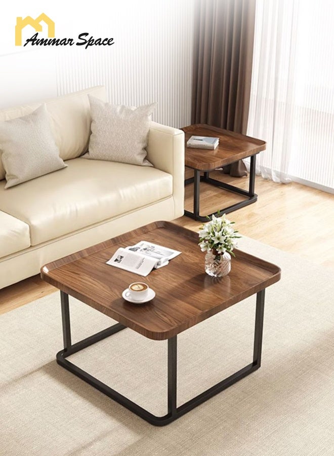 Ammar Space Nesting Coffee Table Set of 2 Modern Sofa Coffee Table Stackable Side Table Coffee Tables for Living Room Tables Easy Assembly Wooden Center Table - Image 2