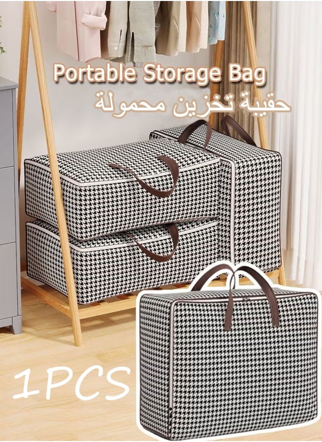 Generic Quilt Storage Bags Extra Large Storage Bags Clothes Storage Bag Houndstooth Pattern Printed Folding Organizer Bag For Clothes Pillows Blankets Bedding Watercolors storage bags85*30*60cm(150l)  - Image 1