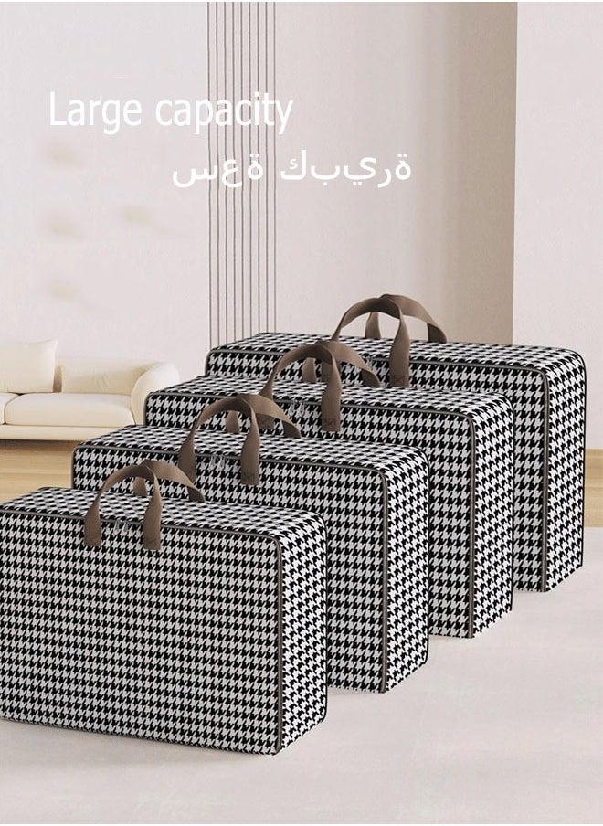 Generic Quilt Storage Bags Extra Large Storage Bags Clothes Storage Bag Houndstooth Pattern Printed Folding Organizer Bag For Clothes Pillows Blankets Bedding Watercolors storage bags85*30*60cm(150l)  - Image 3