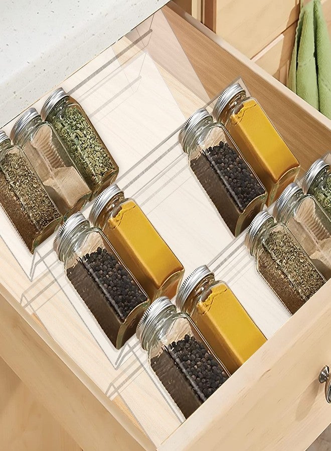 Delavala Spice Drawer Organizer with 60 Spice Labels, Acrylic Seasoning Organizer Rack, Clear Spice Rack Tray, Kitchen Seasoning Jars Drawers Insert - Image 1