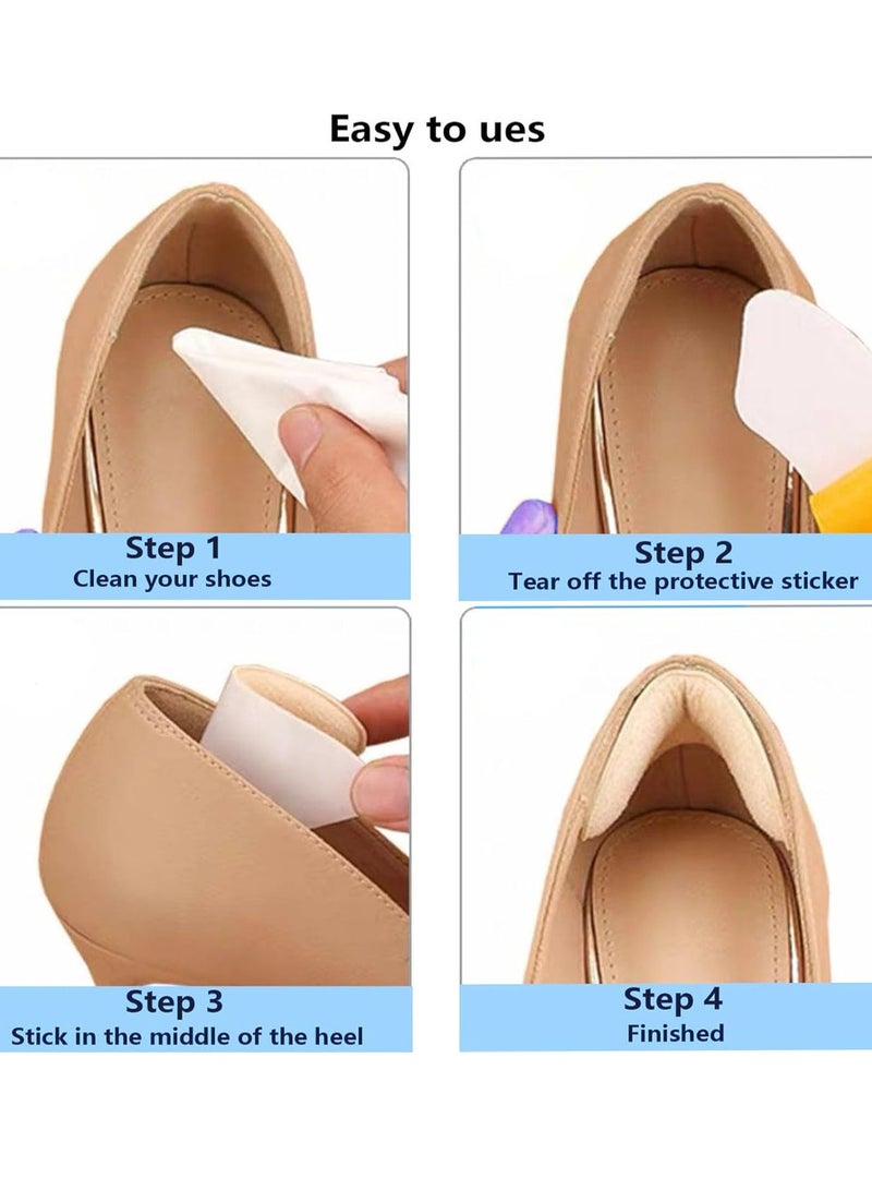 Generic Heel Grips Inserts for Loose Shoes, Self-Adhesive Heel Cushion Pads for Shoes Too Big, Soft Heel Protectors for Blisters, Heel Pain, Slipping, and Rubbing – Improved Shoe Fit (Beige, 4 Pairs) - Image 4