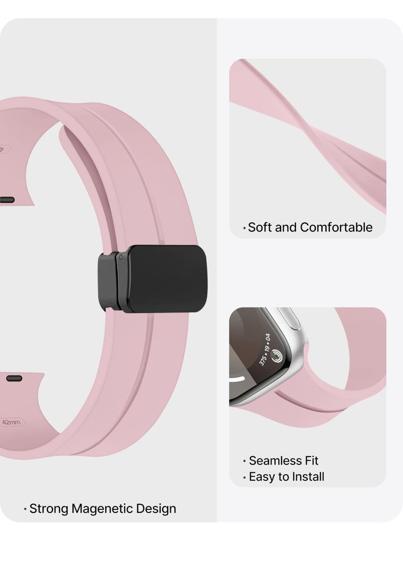 Fullmosa Magnetic Buckle Strap Compatible with Apple Watch Strap 41mm 40mm 38mm,Silicone Apple Watch Band for iWatch SE3/2/1 Series 11 10 9 8 7 6 5 4 3 2 1,Pink[Watch NOT Included] - Image 4