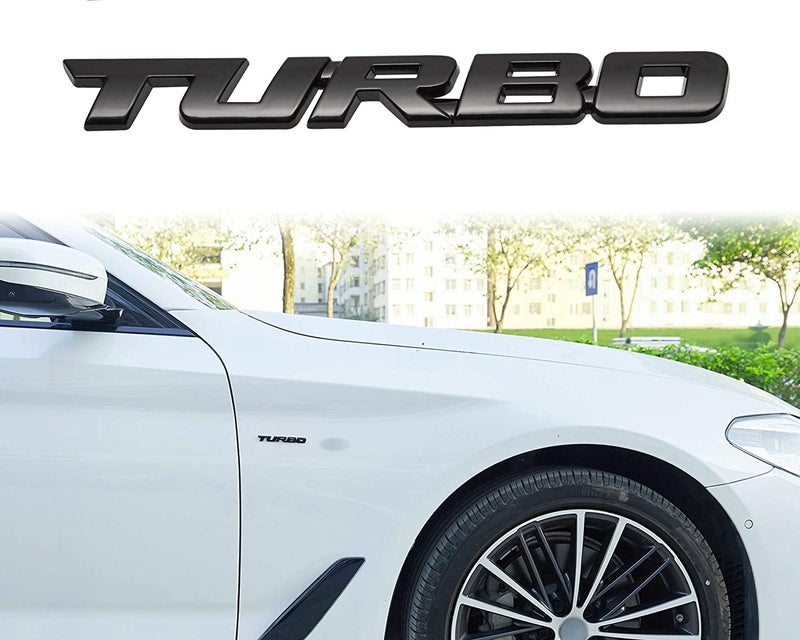 OAN 3D Turbo Premium Car Side Fender Rear Trunk Emblem Alloy Badge Decals Sticker for All Cars Trucks SUV (Black) - Image 3