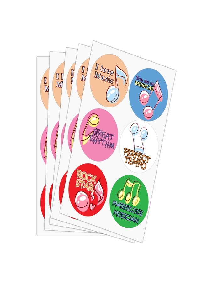 Topabel 500 Pcs Music Teacher Reward Stickers for Kids Reward,1.5 inches Instrument Themed Stickers Label Inspirational Music Stickers for Student Incentives Education Back to School Classrooms,6 Design - Image 1