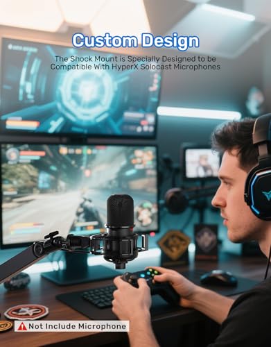 Borenbuir Custom Built for HyperX SoloCast Shock Mount 2026 Upgrade AntiVibration Suspension Elastic Shock Mount Holder Clip Mics Stand Compatible with SoloCast Microphone - Image 3