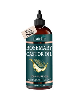 Live Fraiche Live Fraiche Rosemary Castor Oil for Hair Growth Oil (16oz) Natural Hair Growth Serum - Pure Castor Oil with Rosemary Oil for Hair Growth and Thickening - Reduce Hair Loss & Promote a Healthy Scalp  - Image 1