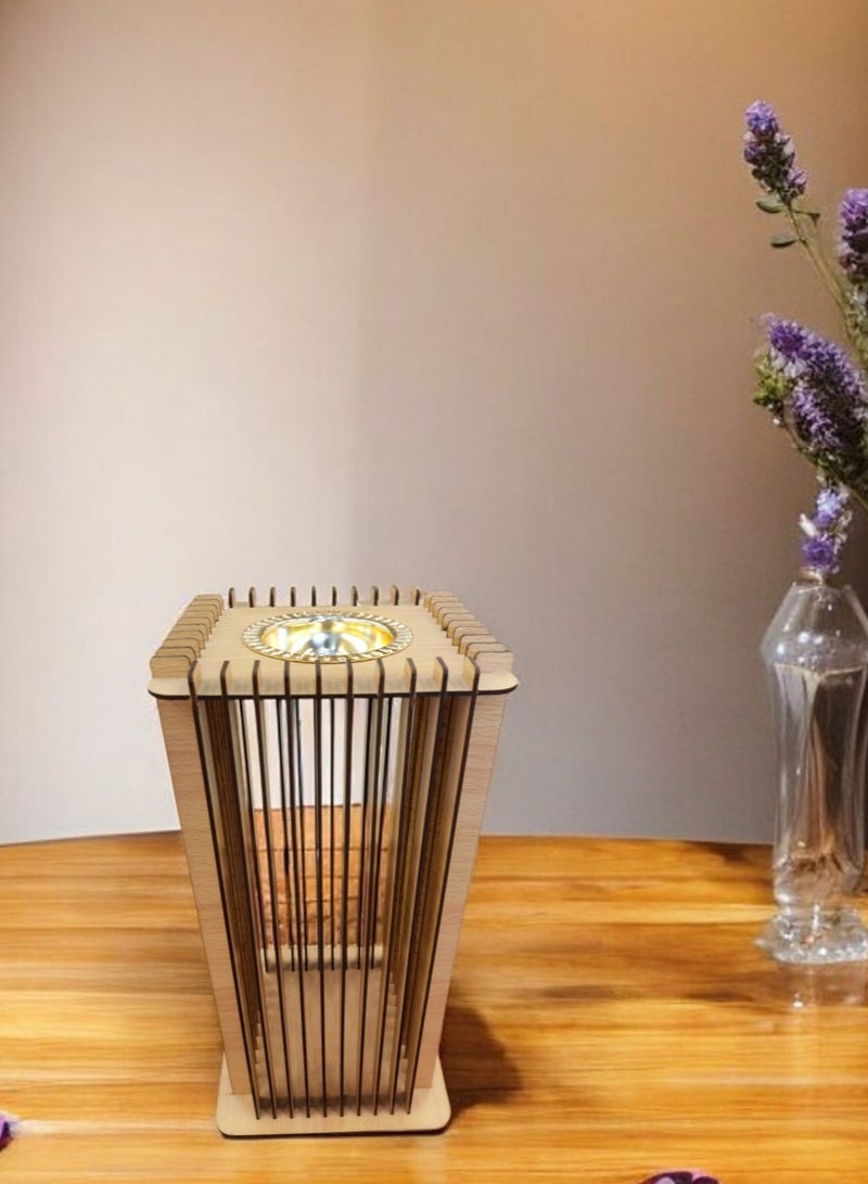 fan baytk Beige Square Wooden Diffuser: Perfect for everyday use and special occasions, adds a touch of elegance and comfort to every corner of your home, Dimensions: 18cm width, 18cm length, 40cm height. - Image 1
