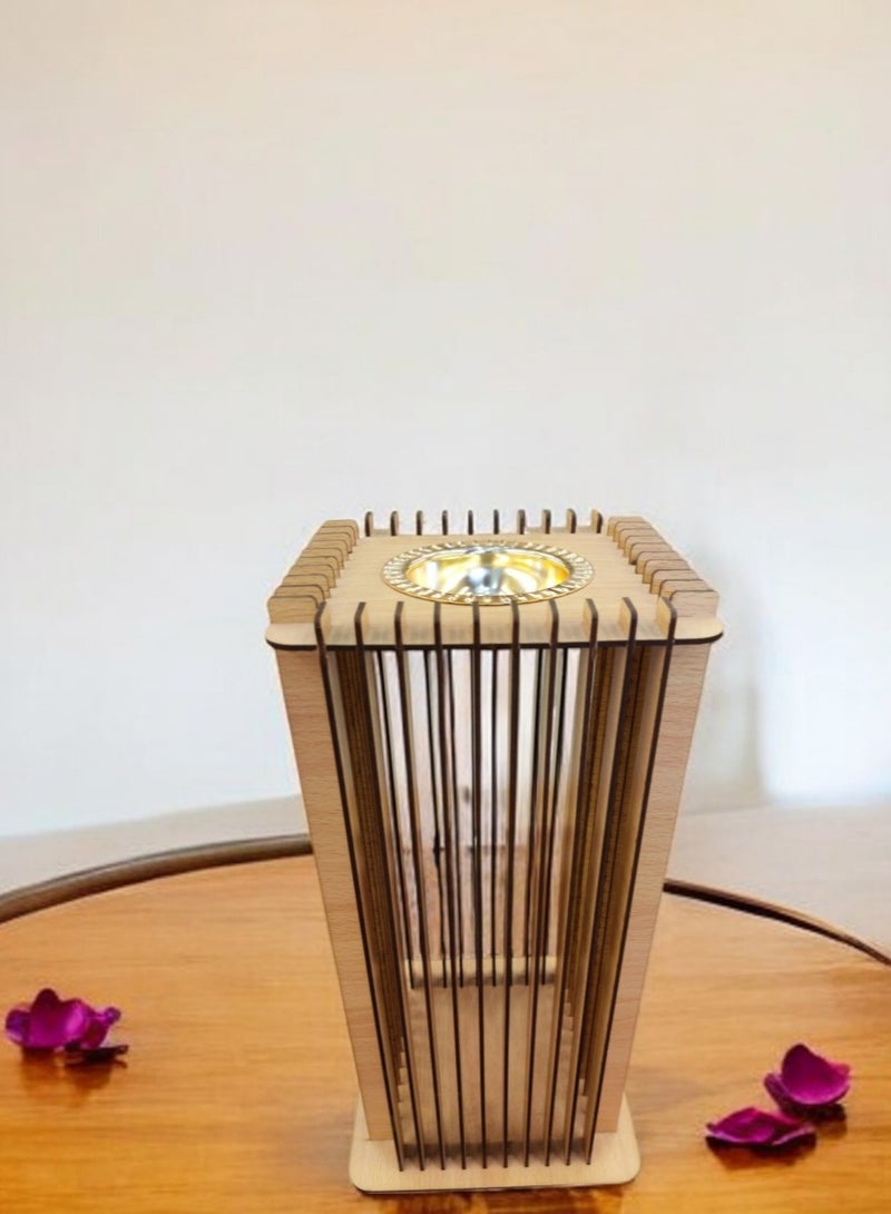 fan baytk Beige Square Wooden Diffuser: Perfect for everyday use and special occasions, adds a touch of elegance and comfort to every corner of your home, Dimensions: 18cm width, 18cm length, 40cm height. - Image 2