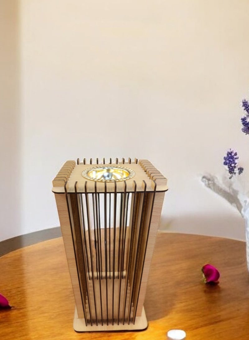fan baytk Beige Square Wooden Diffuser: Perfect for everyday use and special occasions, adds a touch of elegance and comfort to every corner of your home, Dimensions: 18cm width, 18cm length, 40cm height. - Image 3