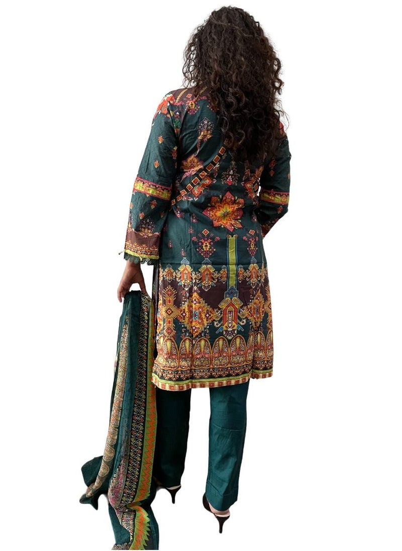 THE BLING STUDIO - 3 pc Ethnic Suit set-Teal - Image 1
