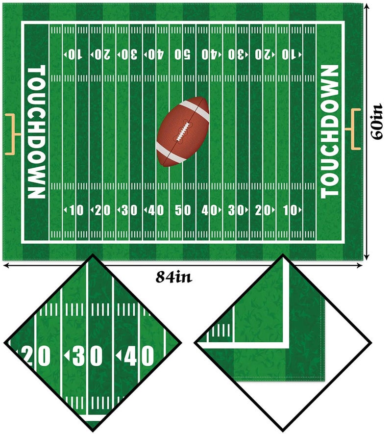Hafangry American Football Field Tablecloth Game Time Touchdown Sport Themed Party Decoration Kitchen Dining Room Home Rectangular Table Cover 60×84inches - Image 2