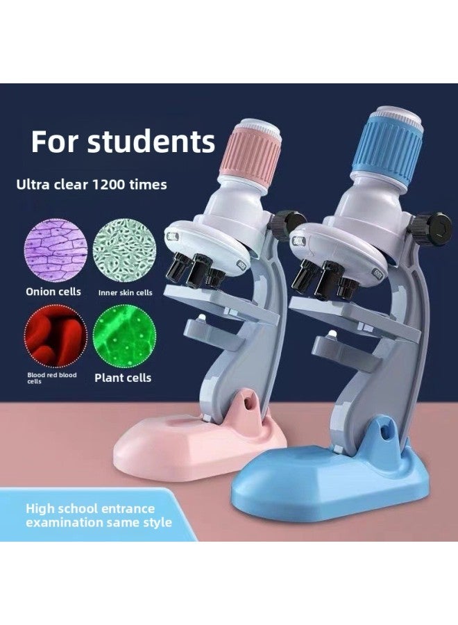 Children's Microscope 1200 Times Professional Scientific Equipment Biological High-definition Experiment Full Set Of Toys For Primary And Secondary School Students-Specifications:【sky Blue】 Professi  - Image 3