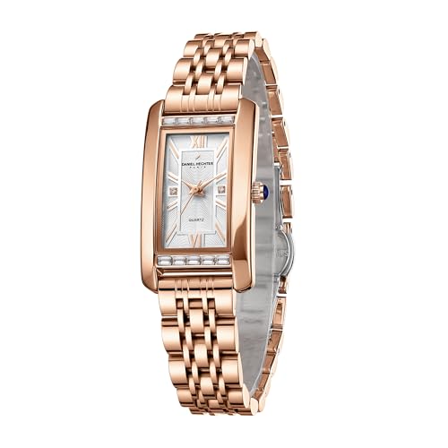 Daniel Hechter Paris Solferino Collection Stylish Analog Watch for Women with Rectangular Dial, Roman Accents, Stainless Steel Strap & Water Resistant - DHW2010 - Image 1