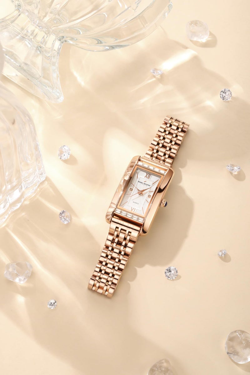 Daniel Hechter Paris Solferino Collection Stylish Analog Watch for Women with Rectangular Dial, Roman Accents, Stainless Steel Strap & Water Resistant - DHW2010 - Image 4