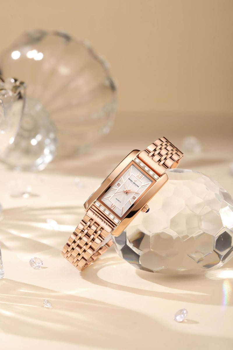Daniel Hechter Paris Solferino Collection Stylish Analog Watch for Women with Rectangular Dial, Roman Accents, Stainless Steel Strap & Water Resistant - DHW2010 - Image 3