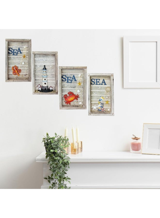YINZUO YINZUO Wooden Wall Art Frames Nautical SEA Theme Coastal Decor - Image 4