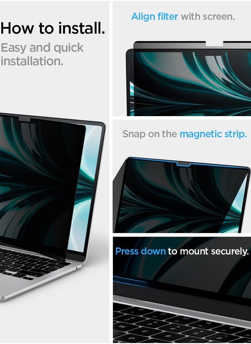Spigen MacBook Air 13 inch Privacy Filter Screen Protector Film [SafeView] M4 (2025) / M3 (2024) / M2 (2023) [Snap on install / Removable]  - Image 4