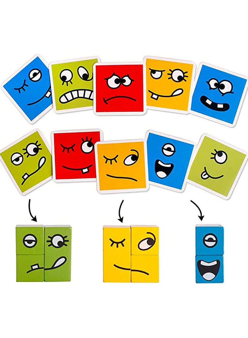 تعبيرات خشبية ألغاز مكعبات مطابقة مكعبات البناء مكعبات التعبيرات الخشبية ألعاب بوراد ألعاب مونتيسوري التعليمية للأطفال من سن 3 سنوات فما فوق - Image 2