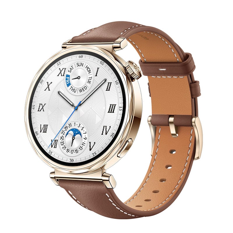 Dado حزام جلد 18 مم متوافق مع ساعة هواوي GT5 41 مم / GT4 41 مم، حزام ساعة بديل فاخر مع مشبك وردي ذهبي - Image 2