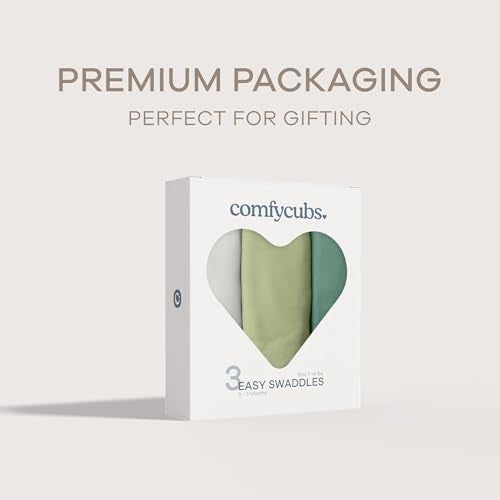 Comfy Cubs Easy Swaddle Blanket, 3 Pack - 100% Cotton Newborn Wrap, Small for 0-3 Months Infants, with Adjustable Velcro, Breathable and Durable Sleep Sack for Babies - Stone, Sage, Azul - Image 3