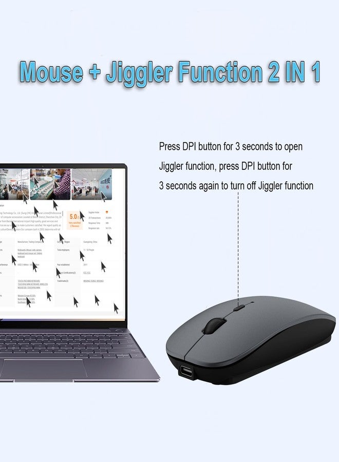 SUNGI Bluetooth Mouse,Wireless Slim Silent Mouse Jiggler Rechargable Mouse for iPad/MacBook/Tablet/PC/iPhone/Cellphone,Gray - Image 3