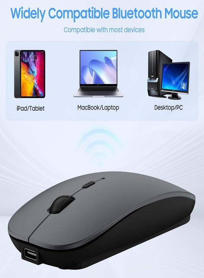 SUNGI Bluetooth Mouse,Wireless Slim Silent Mouse Jiggler Rechargable Mouse for iPad/MacBook/Tablet/PC/iPhone/Cellphone,Gray - Image 5