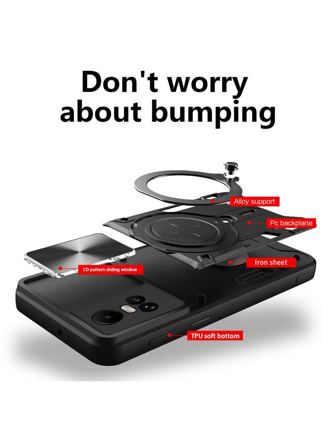 اس-توب جراب لهاتف OPPO Reno10 5G Global CD Texture Sliding Camshield حامل مغناطيسي جراب هاتف - Image 3