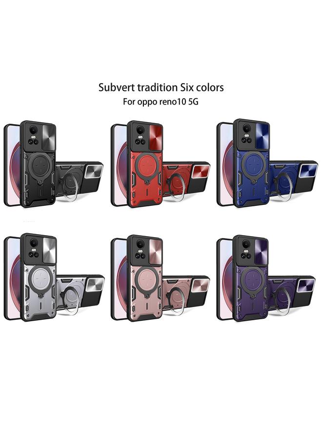 اس-توب جراب لهاتف OPPO Reno10 5G Global CD Texture Sliding Camshield حامل مغناطيسي جراب هاتف - Image 2