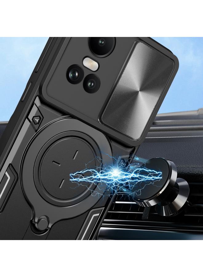 اس-توب جراب لهاتف OPPO Reno10 5G Global CD Texture Sliding Camshield حامل مغناطيسي جراب هاتف - Image 4