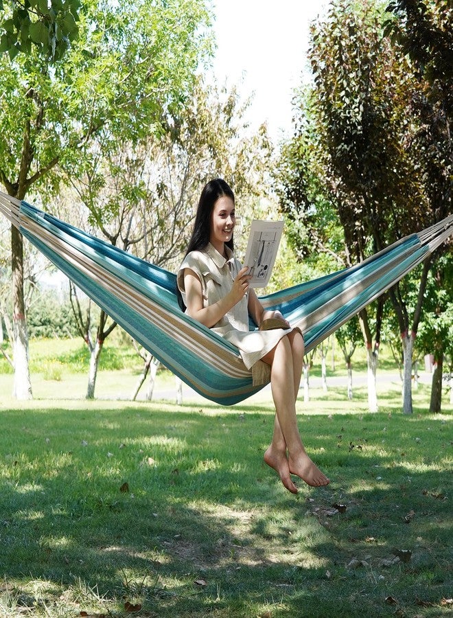 INNO STAGE 2 Persons Hammock with Tree Straps - Brazilian Double Hammock, Portable Hanging Camping Bed for Patio, Backyard, Porch, Outdoor and Indoor Use Soft Cotton Carrying Bag, Blue, XX-Large - Image 3