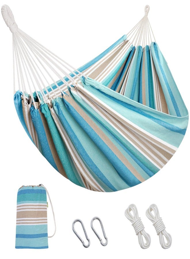 INNO STAGE 2 Persons Hammock with Tree Straps - Brazilian Double Hammock, Portable Hanging Camping Bed for Patio, Backyard, Porch, Outdoor and Indoor Use Soft Cotton Carrying Bag, Blue, XX-Large - Image 1