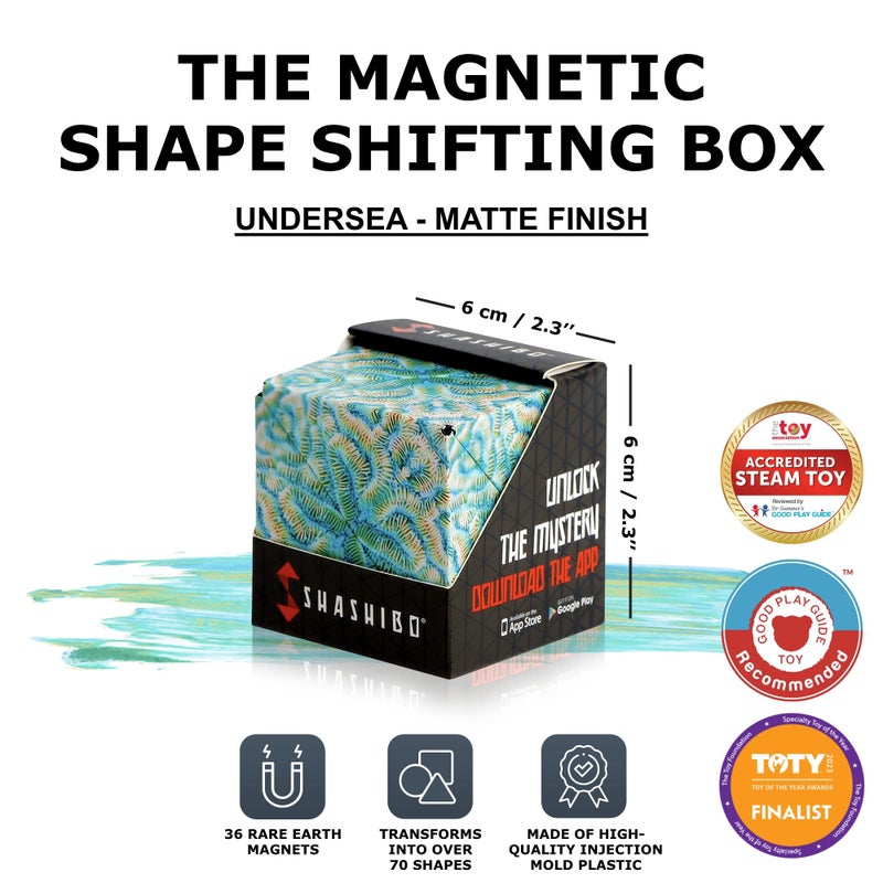 SHASHIBO Shape Shifting Box - Award-Winning, Patented Fidget Cube w/ 36 Rare Earth Magnets - Transforms Into Over 70 Shapes, Download Fun in Motion Toys Mobile App (Undersea - Explorer Series) - Image 2