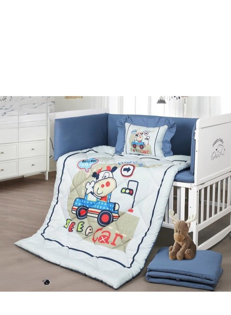 هورس مفرش سرير حواجز سرير اطفال 5 قطع صيفي ليمنح طفلك الراحة من المايكروفايبر ، 5 قطع مقاس اللحاف 132x104سم - Image 1