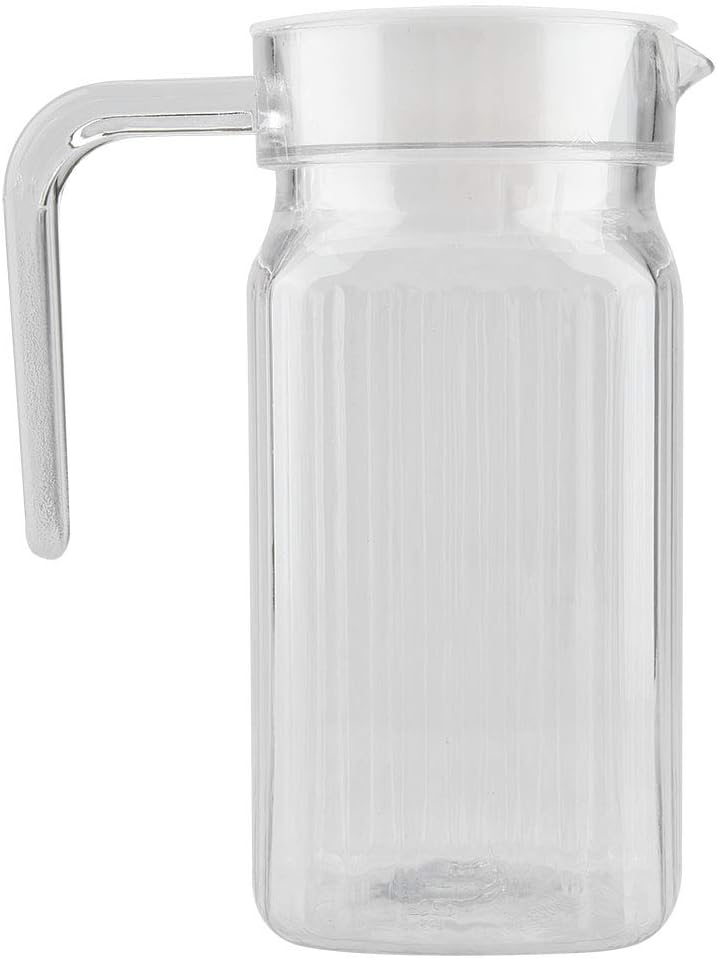 klarako Acrylic Transparent Juice Bottle, Striped Water Ice Cold Juice Jug with Lid and Handle for Bar Home, Cold Water Pitcher for Homemade Juice Iced Tea Milk Beverage Cold Water (500ml) - Image 1