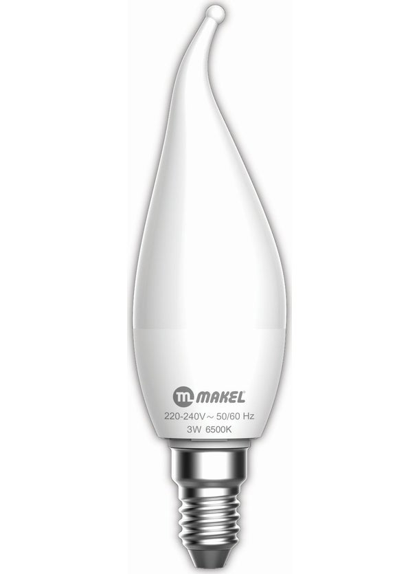 Makel 3W Curved Candle Spark Plug Type 6500K E14 White Light  - Image 1