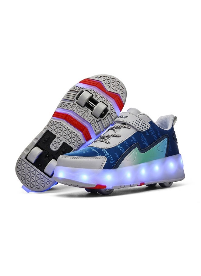 NIBEMINENT Kids Roller Skates Shoes 4 Wheels Roller Shoes Boys Girls Wheel Shoes Roller Sneakers Shoes for Beginner More Balanced  - Image 1