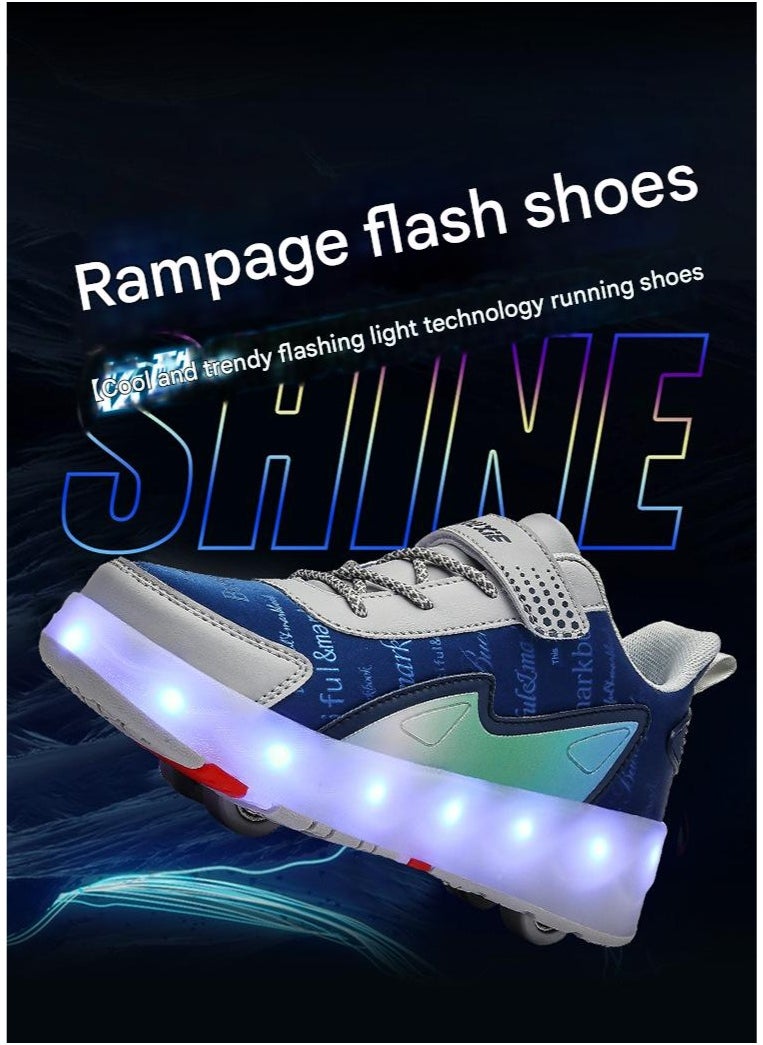 NIBEMINENT Kids Roller Skates Shoes 4 Wheels Roller Shoes Boys Girls Wheel Shoes Roller Sneakers Shoes for Beginner More Balanced  - Image 3